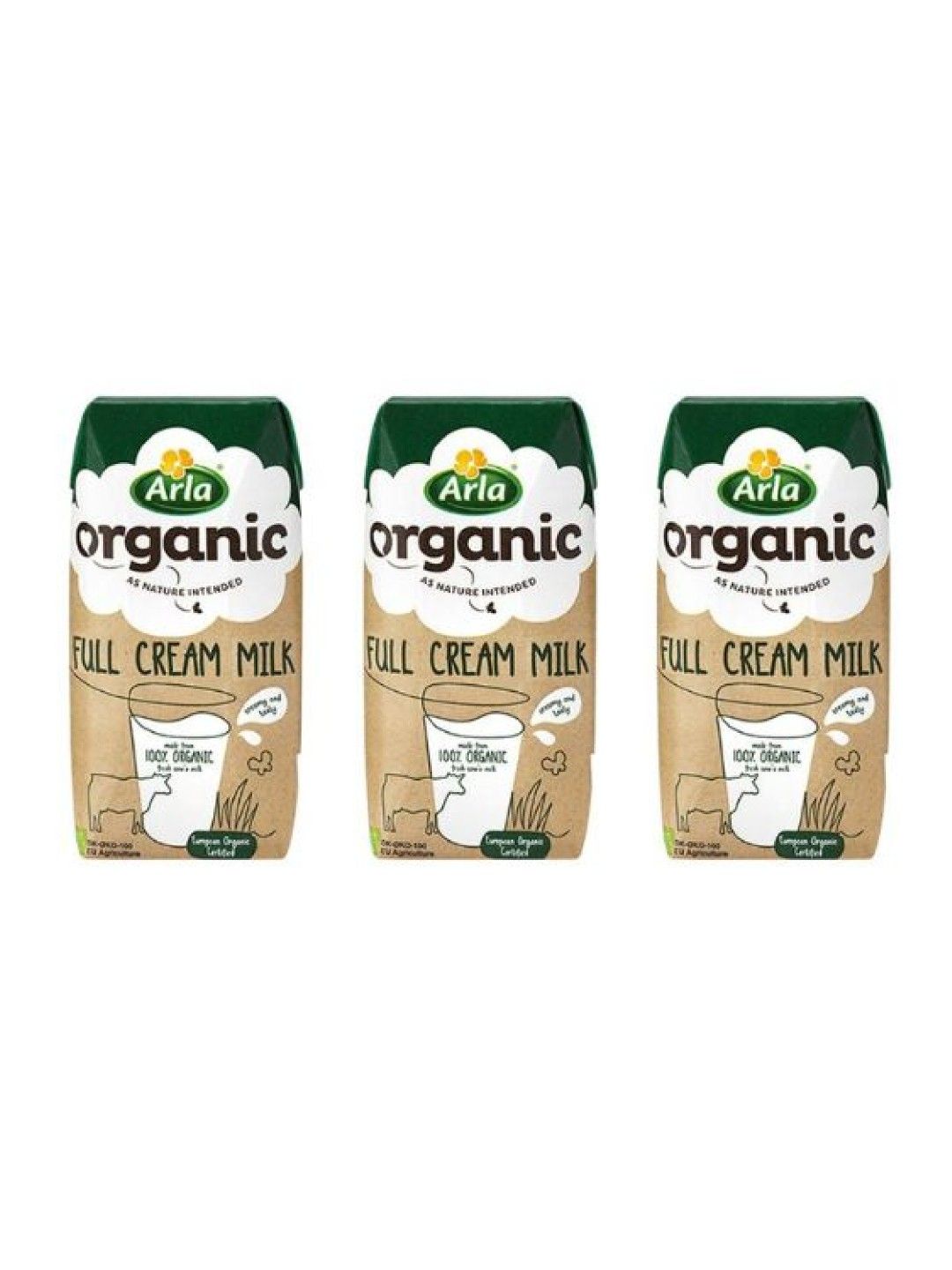 Arla Organic Full Cream Milk 200ml x 3 packs edamama